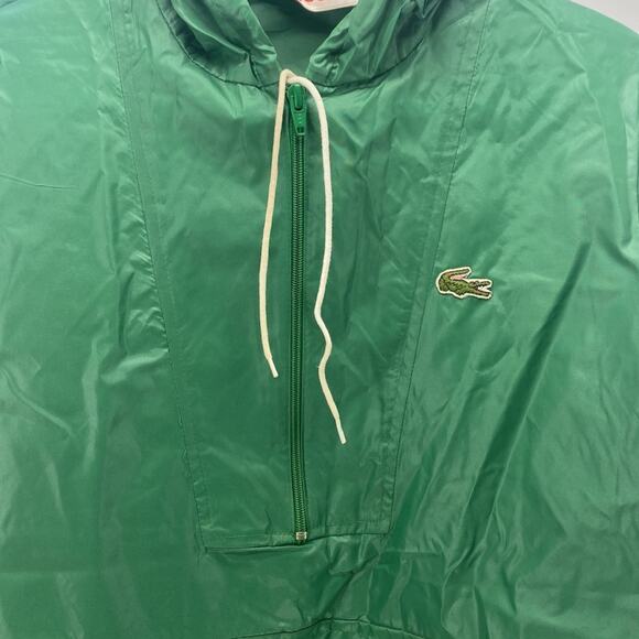 Vintage 80's Lacoste Windbreaker Pullover Hooded Packable Jacket size S green - Picture 5 of 11